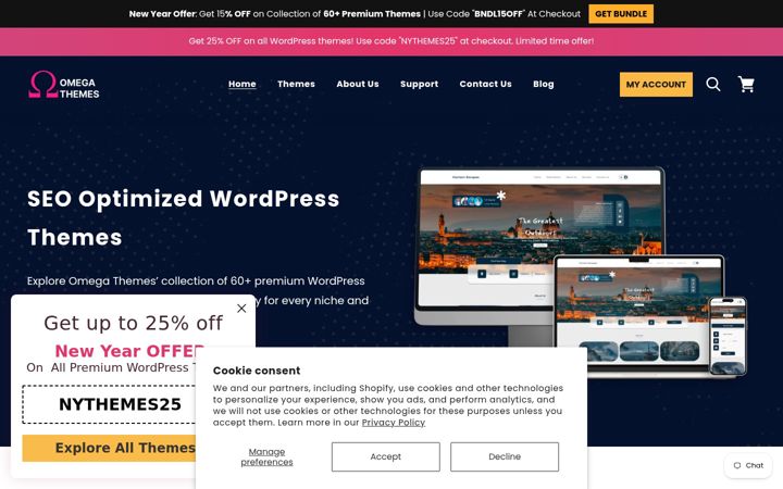 Screenshot of omegathemes.com