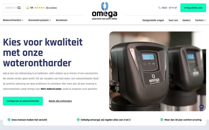 Екранна снимка на omegawater.nl
