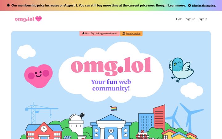 Screenshot of omg.lol