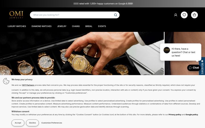 Skjámynd af omijewelry.com