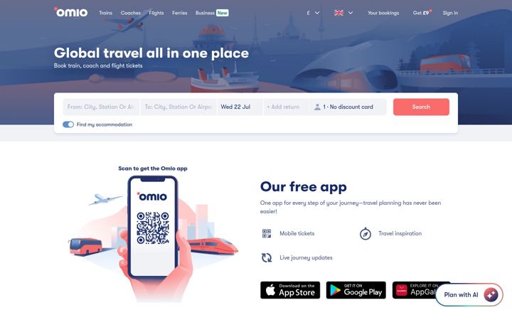 Képernyőkép: omio.co.uk