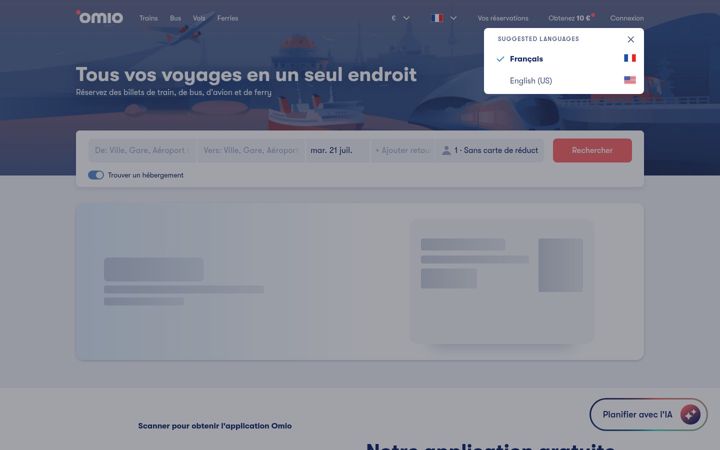 Screenshot of omio.fr