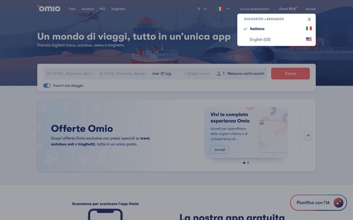 Screenshot of omio.it