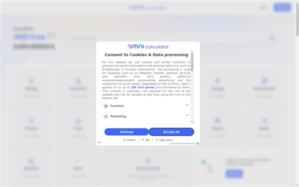 Screenshot of omnicalculator.com
