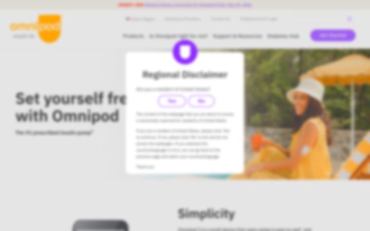 Screenshot of omnipod.com