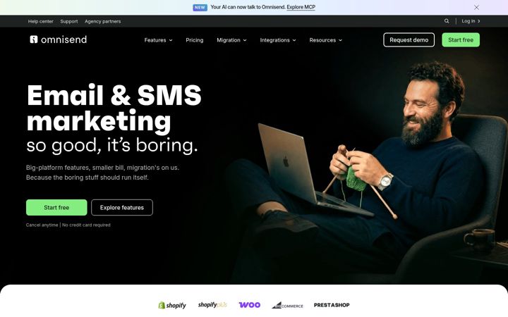 Екранна снимка на omnisend.com
