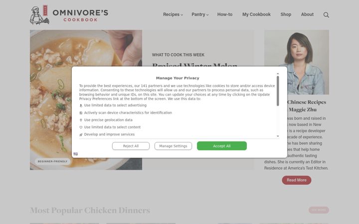 Screenshot of omnivorescookbook.com