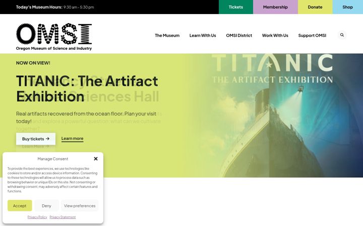 Screenshot of omsi.edu