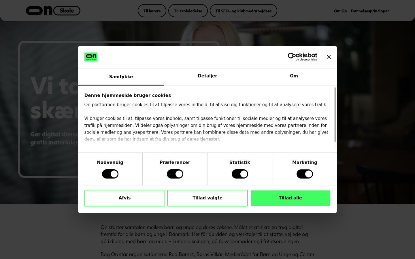 Screenshot del banner di consenso mostrato prima di qualsiasi interazione