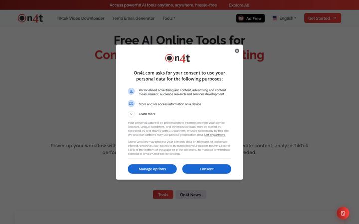 Skärmbild av on4t.com