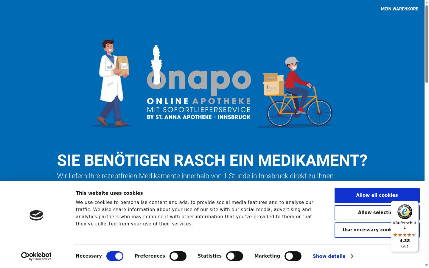 Snimka zaslona bannera za privolu prikazanog prije bilo kakve interakcije