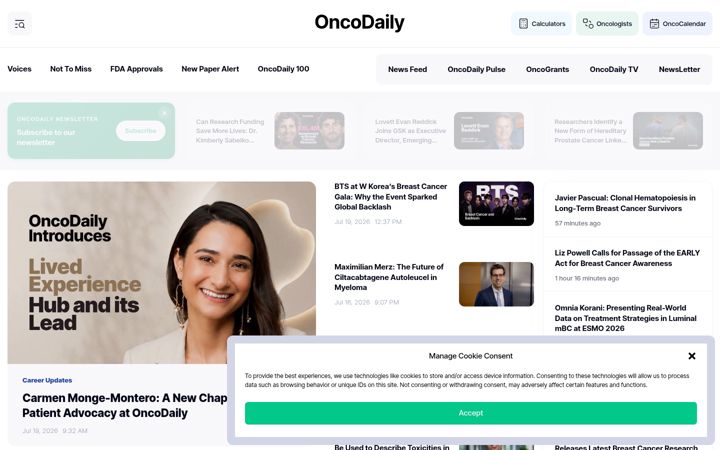 Screenshot of oncodaily.com