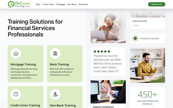 Screenshot of oncourselearning.com