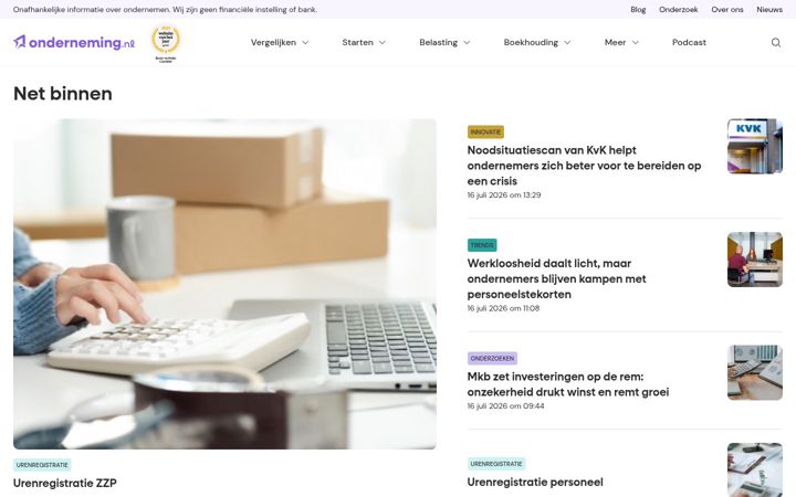 Snimka zaslona za onderneming.nl