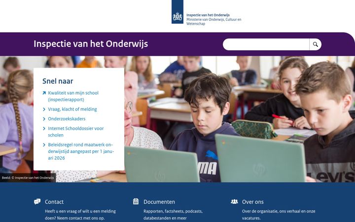Ekrano kopija onderwijsinspectie.nl