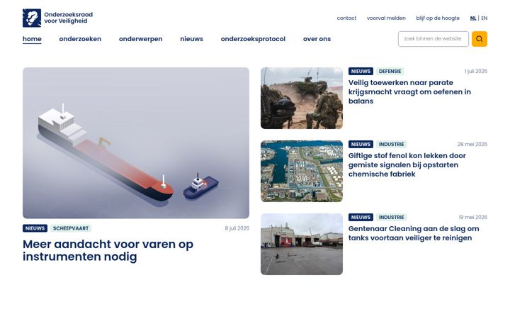 Captură de ecran a onderzoeksraad.nl