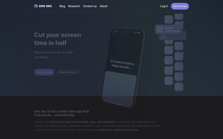 Screenshot of one-sec.app