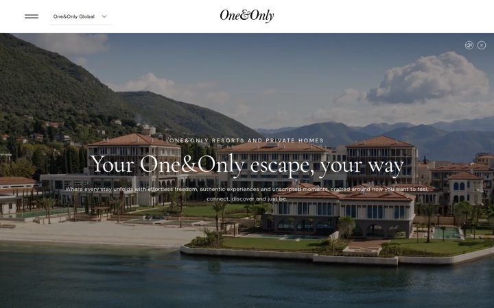 Screenshot of oneandonlyresorts.com