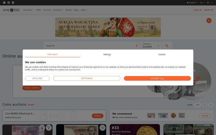 Screenshot of onebid.de
