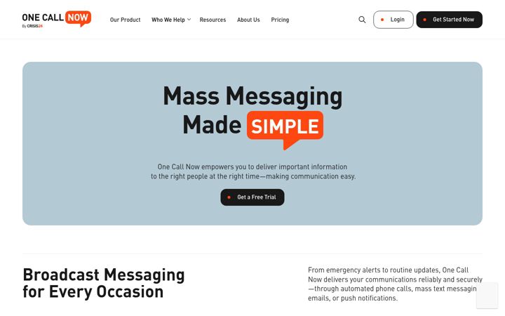 Skjermbilde av onecallnow.com