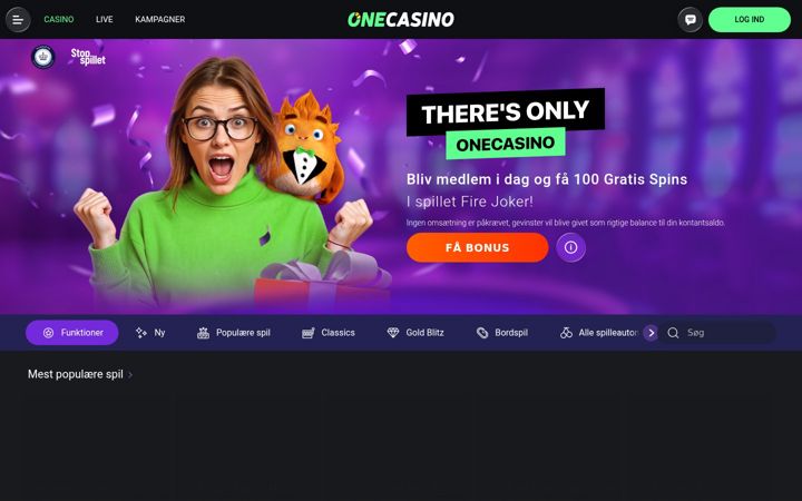Screenshot of onecasino.com