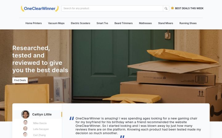Screenshot of oneclearwinner.com