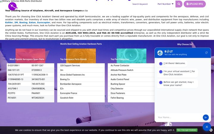 Screenshot of oneclickaviation.us