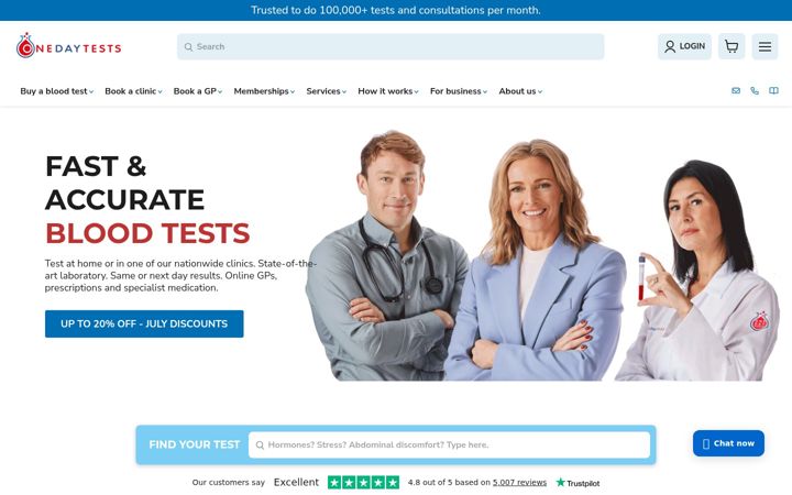 Screenshot of onedaytests.com