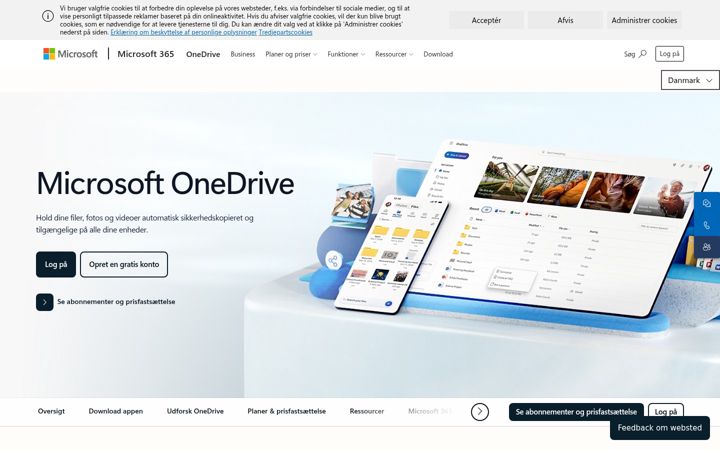 Screenshot von onedrive.com