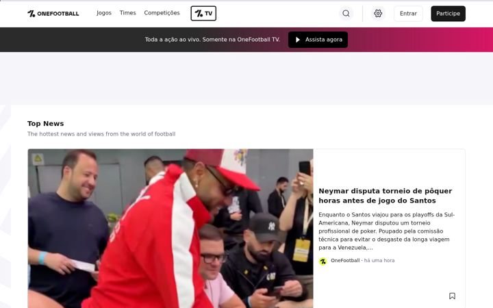 Screenshot of onefootball.com.br