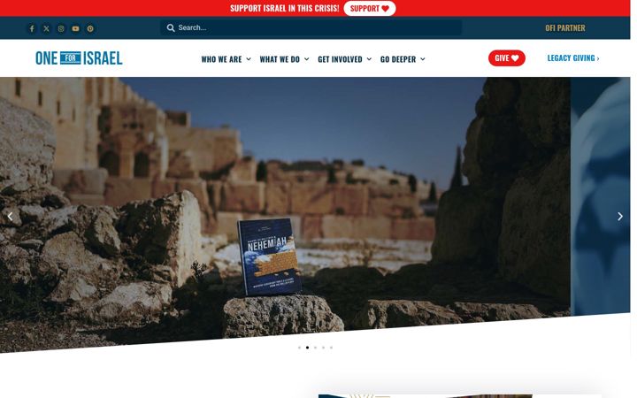 Screenshot of oneforisrael.org