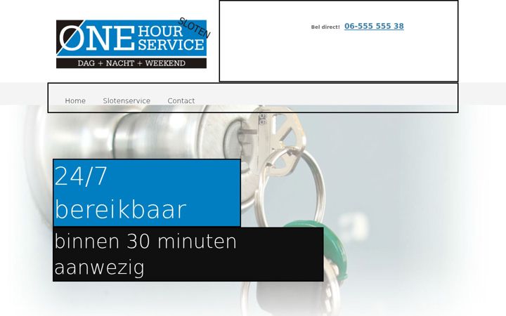 Skærmbillede af onehourslotenservice.nl