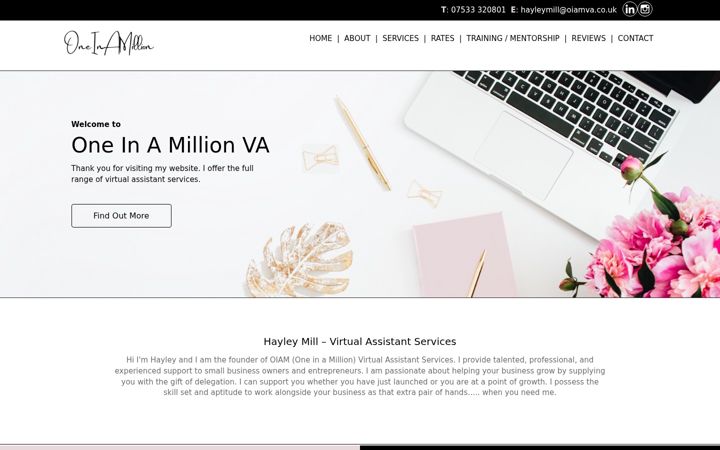 Skärmbild av oneinamillionva.co.uk