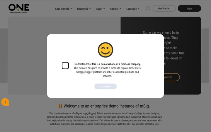 Kuvakaappaus sivustosta onemortgagedemo.com