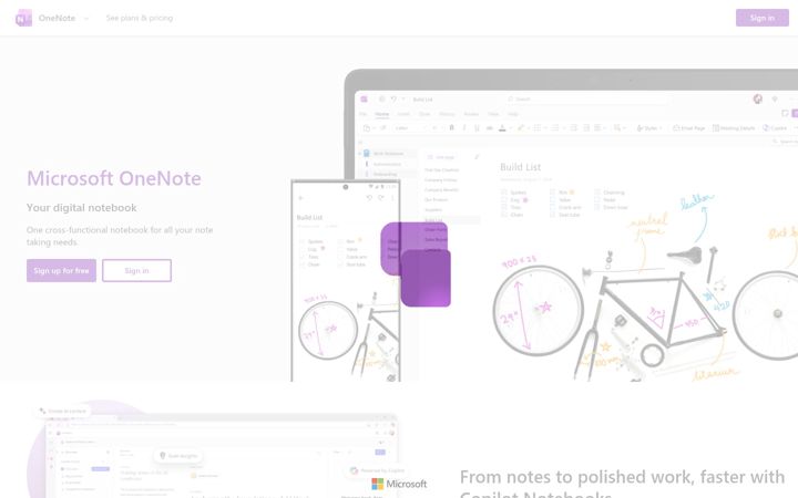 Ekrānuzņēmums no onenote.com