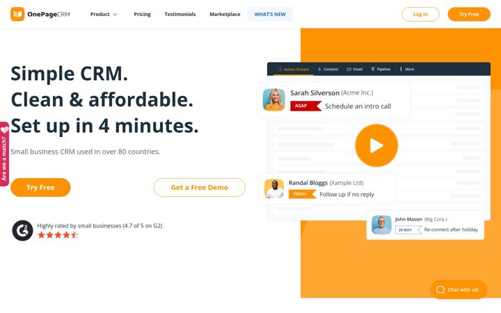 Screenshot of onepagecrm.com