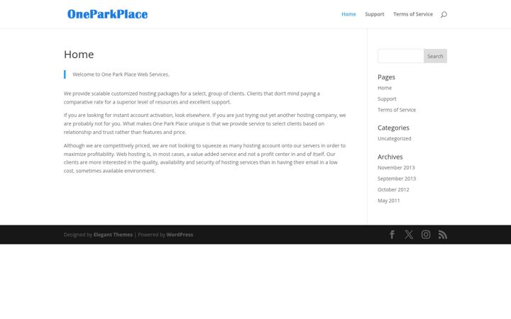 Screenshot of oneparkplace.net