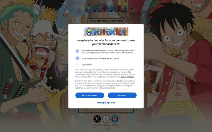Screenshot of onepiecedle.net
