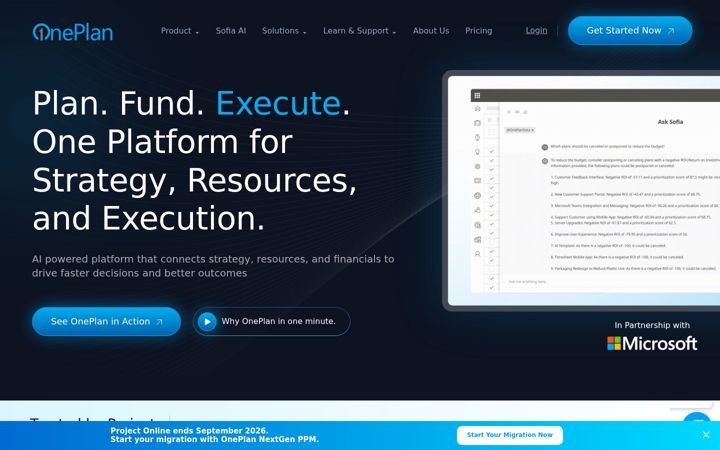 Екранна снимка на oneplan.ai
