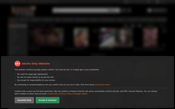 Screenshot of oneshemaleplace.com
