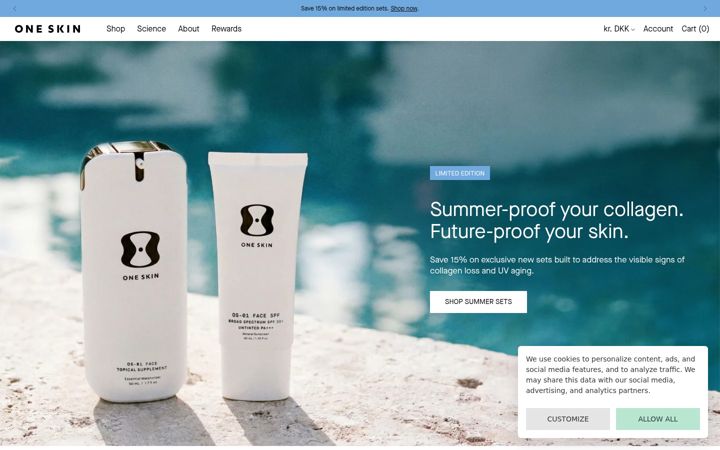 Screenshot of oneskin.co