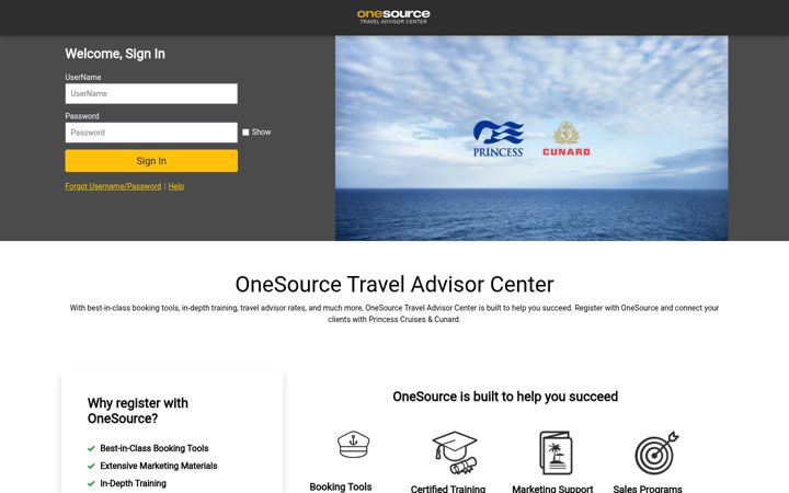 Snímek obrazovky onesourcecruises.com