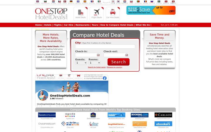 Screenshot of onestophoteldeals.com