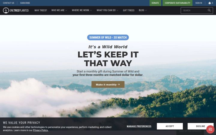 Screenshot of onetreeplanted.org