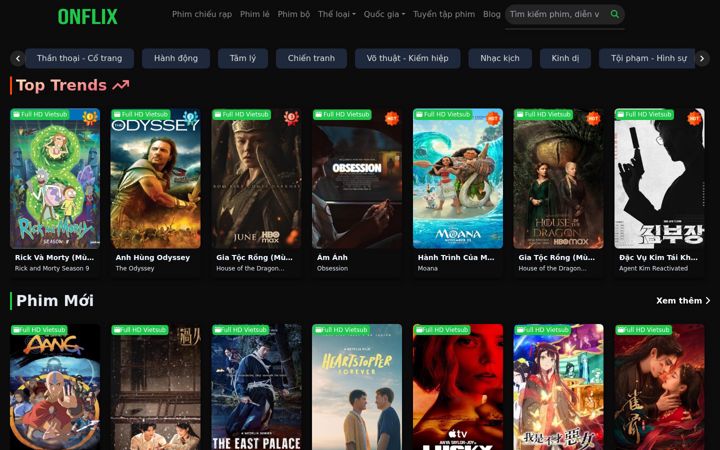 Skjermbilde av onflixtv.com