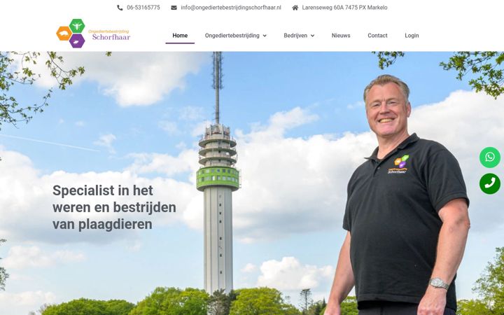 Skärmbild av ongediertebestrijdingschorfhaar.nl