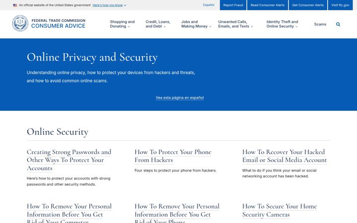 Screenshot of onguardonline.gov