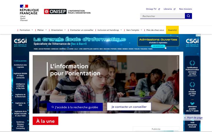 Képernyőkép: onisep.fr