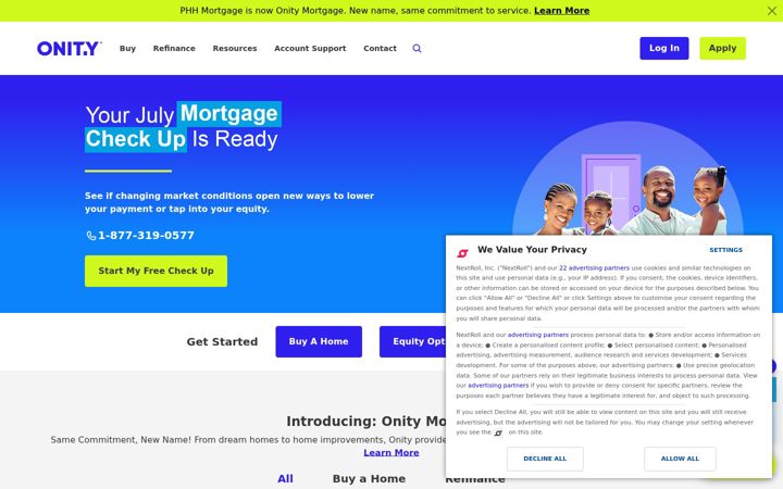 Screenshot of onitymortgage.com