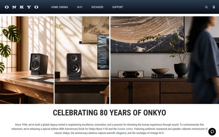 Skärmbild av onkyo.com